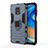 Custodia Silicone e Plastica Opaca Cover con Magnetico Anello Supporto R01 per Xiaomi Poco M2 Pro Blu