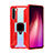 Custodia Silicone e Plastica Opaca Cover con Magnetico Anello Supporto R01 per Xiaomi Redmi Note 8 Rosso