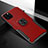 Custodia Silicone e Plastica Opaca Cover con Magnetico Anello Supporto R02 per Apple iPhone 11 Pro Rosso