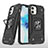 Custodia Silicone e Plastica Opaca Cover con Magnetico Anello Supporto R02 per Apple iPhone 12 Mini Nero