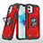 Custodia Silicone e Plastica Opaca Cover con Magnetico Anello Supporto R02 per Apple iPhone 12 Mini Rosso