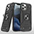 Custodia Silicone e Plastica Opaca Cover con Magnetico Anello Supporto R02 per Apple iPhone 12 Pro