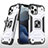 Custodia Silicone e Plastica Opaca Cover con Magnetico Anello Supporto R02 per Apple iPhone 12 Pro Argento