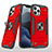 Custodia Silicone e Plastica Opaca Cover con Magnetico Anello Supporto R02 per Apple iPhone 12 Pro Rosso