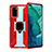 Custodia Silicone e Plastica Opaca Cover con Magnetico Anello Supporto R02 per Huawei Honor V30 5G Rosso