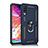 Custodia Silicone e Plastica Opaca Cover con Magnetico Anello Supporto R02 per Samsung Galaxy A70 Blu