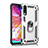Custodia Silicone e Plastica Opaca Cover con Magnetico Anello Supporto R02 per Samsung Galaxy A90 5G Argento