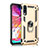Custodia Silicone e Plastica Opaca Cover con Magnetico Anello Supporto R02 per Samsung Galaxy A90 5G Oro