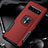 Custodia Silicone e Plastica Opaca Cover con Magnetico Anello Supporto R02 per Samsung Galaxy S10 Plus Rosso