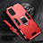 Custodia Silicone e Plastica Opaca Cover con Magnetico Anello Supporto R02 per Samsung Galaxy S20 5G Rosso