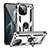 Custodia Silicone e Plastica Opaca Cover con Magnetico Anello Supporto R02 per Xiaomi Mi 11 5G Argento