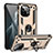 Custodia Silicone e Plastica Opaca Cover con Magnetico Anello Supporto R02 per Xiaomi Mi 11 5G Oro