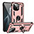 Custodia Silicone e Plastica Opaca Cover con Magnetico Anello Supporto R02 per Xiaomi Mi 11 Lite 5G Oro Rosa