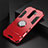 Custodia Silicone e Plastica Opaca Cover con Magnetico Anello Supporto R02 per Xiaomi Redmi Note 8 Pro Rosso