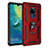 Custodia Silicone e Plastica Opaca Cover con Magnetico Anello Supporto R03 per Huawei Mate 20 Rosso