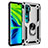 Custodia Silicone e Plastica Opaca Cover con Magnetico Anello Supporto R03 per Xiaomi Mi Note 10 Pro Argento