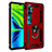 Custodia Silicone e Plastica Opaca Cover con Magnetico Anello Supporto R03 per Xiaomi Mi Note 10 Rosso