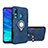 Custodia Silicone e Plastica Opaca Cover con Magnetico Anello Supporto R04 per Huawei Honor 20 Lite Blu