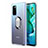 Custodia Silicone e Plastica Opaca Cover con Magnetico Anello Supporto R04 per Huawei Honor V30 5G Argento
