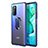 Custodia Silicone e Plastica Opaca Cover con Magnetico Anello Supporto R04 per Huawei Honor V30 Pro 5G Blu