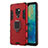 Custodia Silicone e Plastica Opaca Cover con Magnetico Anello Supporto R04 per Huawei Mate 20 Rosso