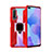Custodia Silicone e Plastica Opaca Cover con Magnetico Anello Supporto R04 per Huawei Nova 6 5G Rosso