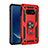 Custodia Silicone e Plastica Opaca Cover con Magnetico Anello Supporto R04 per Samsung Galaxy S10e Rosso