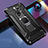 Custodia Silicone e Plastica Opaca Cover con Magnetico Anello Supporto R04 per Xiaomi Redmi Note 8 Pro Nero