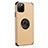 Custodia Silicone e Plastica Opaca Cover con Magnetico Anello Supporto R06 per Apple iPhone 11 Pro Max Oro