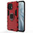 Custodia Silicone e Plastica Opaca Cover con Magnetico Anello Supporto R06 per Xiaomi Mi 11 Lite 5G Rosso
