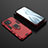 Custodia Silicone e Plastica Opaca Cover con Magnetico Anello Supporto R07 per Xiaomi Mi 11 5G Rosso