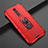 Custodia Silicone e Plastica Opaca Cover con Magnetico Anello Supporto R07 per Xiaomi Mi 9T Pro Rosso