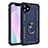 Custodia Silicone e Plastica Opaca Cover con Magnetico Anello Supporto S01 per Apple iPhone 11