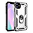 Custodia Silicone e Plastica Opaca Cover con Magnetico Anello Supporto S01 per Apple iPhone 11 Argento