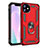 Custodia Silicone e Plastica Opaca Cover con Magnetico Anello Supporto S01 per Apple iPhone 11 Rosso