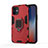 Custodia Silicone e Plastica Opaca Cover con Magnetico Anello Supporto S01 per Apple iPhone 12