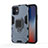 Custodia Silicone e Plastica Opaca Cover con Magnetico Anello Supporto S01 per Apple iPhone 12