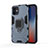 Custodia Silicone e Plastica Opaca Cover con Magnetico Anello Supporto S01 per Apple iPhone 12 Mini