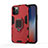 Custodia Silicone e Plastica Opaca Cover con Magnetico Anello Supporto S01 per Apple iPhone 12 Pro Rosso