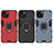 Custodia Silicone e Plastica Opaca Cover con Magnetico Anello Supporto S01 per Apple iPhone 13