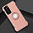Custodia Silicone e Plastica Opaca Cover con Magnetico Anello Supporto S01 per Huawei P40 Oro Rosa