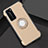 Custodia Silicone e Plastica Opaca Cover con Magnetico Anello Supporto S01 per Huawei P40 Pro Oro