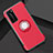 Custodia Silicone e Plastica Opaca Cover con Magnetico Anello Supporto S01 per Huawei P40 Pro Rosso