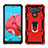 Custodia Silicone e Plastica Opaca Cover con Magnetico Anello Supporto S01 per LG K51 Rosso