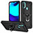 Custodia Silicone e Plastica Opaca Cover con Magnetico Anello Supporto S01 per Motorola Moto E20 Nero