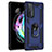 Custodia Silicone e Plastica Opaca Cover con Magnetico Anello Supporto S01 per Motorola Moto Edge 20 5G Blu