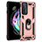 Custodia Silicone e Plastica Opaca Cover con Magnetico Anello Supporto S01 per Motorola Moto Edge 20 5G Oro Rosa