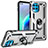 Custodia Silicone e Plastica Opaca Cover con Magnetico Anello Supporto S01 per Motorola Moto Edge S 5G Argento
