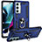 Custodia Silicone e Plastica Opaca Cover con Magnetico Anello Supporto S01 per Motorola Moto Edge S30 5G Blu