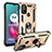 Custodia Silicone e Plastica Opaca Cover con Magnetico Anello Supporto S01 per Motorola Moto G10